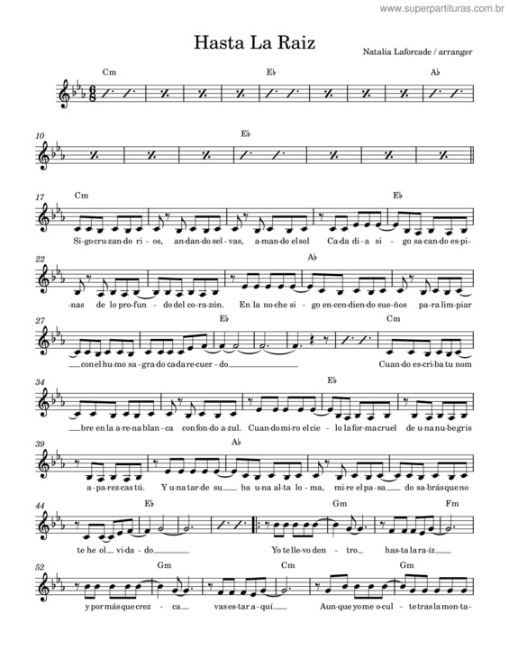 Partitura da música Hasta La Raiz v.2
