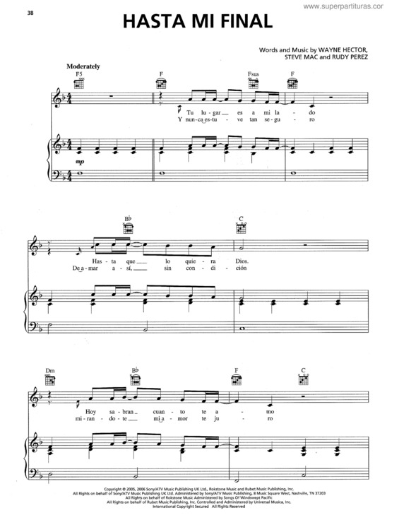 Partitura da música Hasta Mi Final