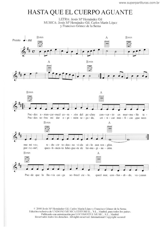 Partitura da música Hasta Que El Cuerpo Aguante