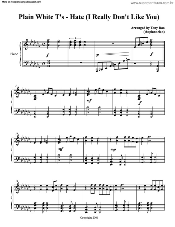 Partitura da música Hate