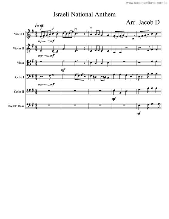 Partitura da música Hatikvah – Samuel Cohen v.3
