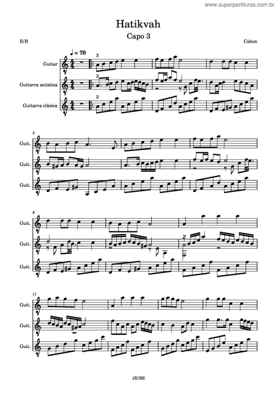 Partitura da música Hatikvah Hope – Samuel Cohen Hatikvah – Cohen Samuel Hatikvah