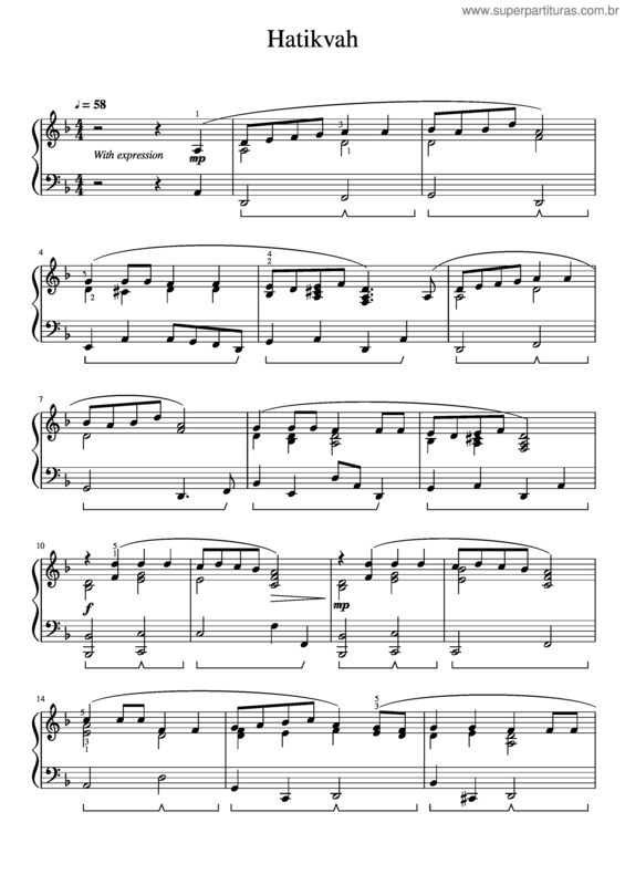 Partitura da música Hatikvah v.3