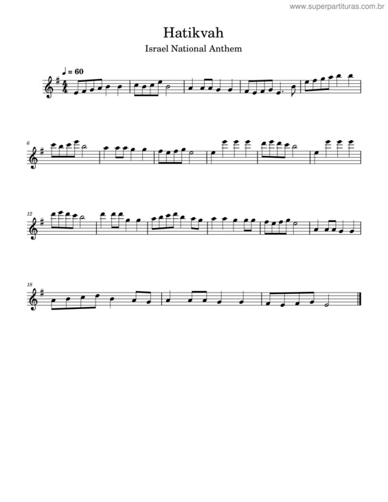 Partitura da música Hatikvah v.4