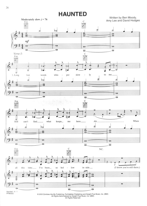 Partitura da música Haunted v.3