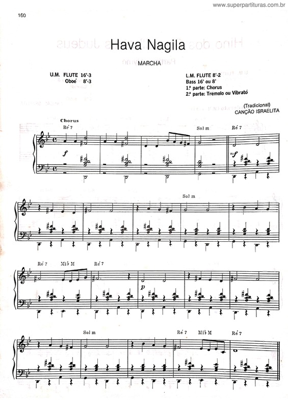 Partitura da música Hava Nagila