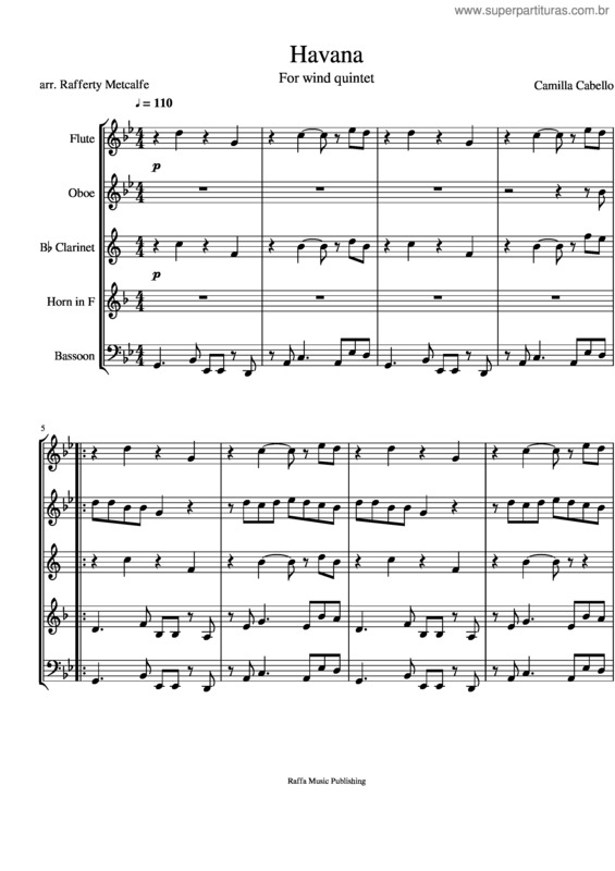 Partitura da música Havana For Wind Quintet