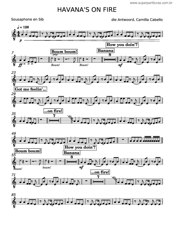 Partitura da música Havana`S On Fire – Los Teoporos