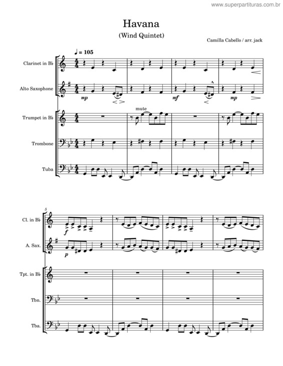 Partitura da música Havana v.13