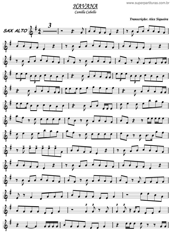 Partitura da música Havana v.2