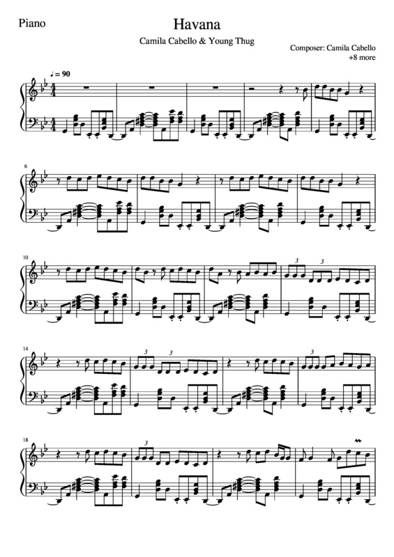 Partitura da música Havana v.4