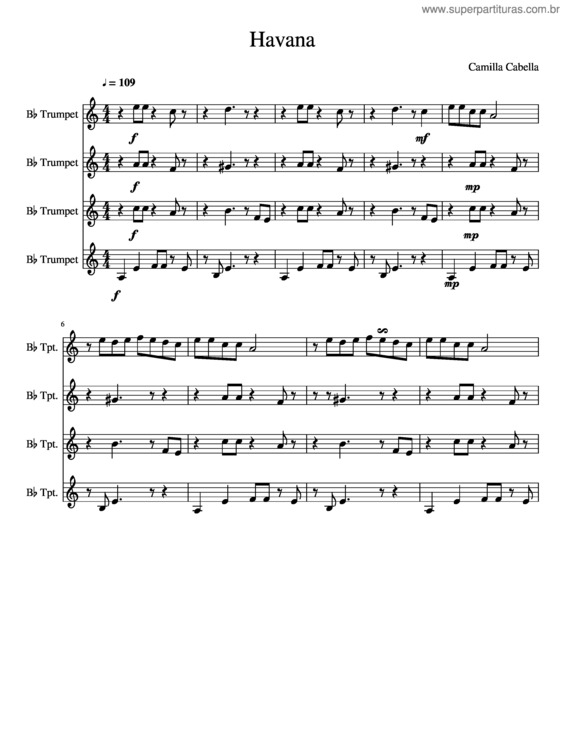 Partitura da música Havana v.9