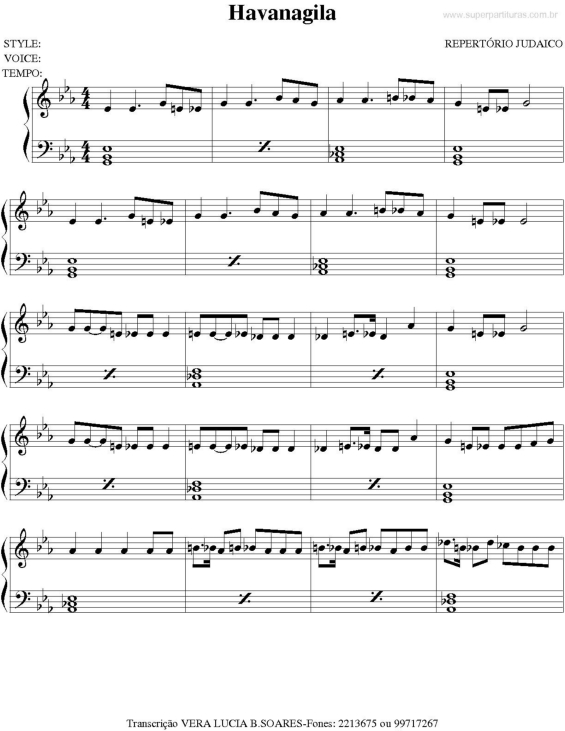 Partitura da música Havanagila v.2