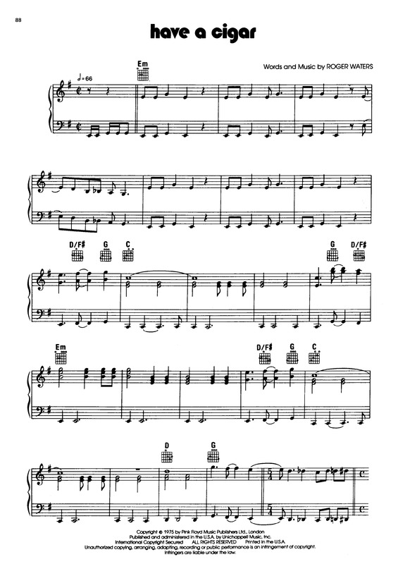 Partitura da música Have a Cigar v.5