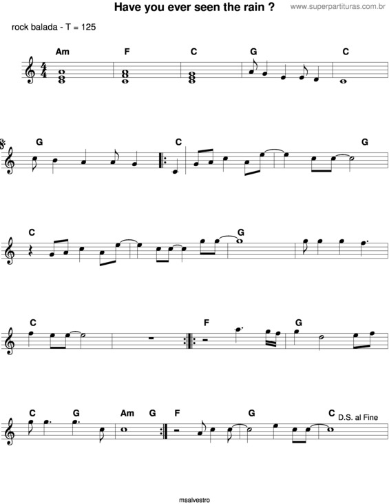 Partitura da música Have You Ever Seen The Rain v.3