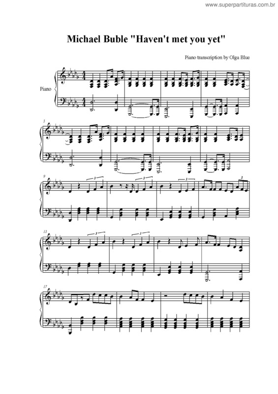 Partitura da música Haven`t Met You Yet