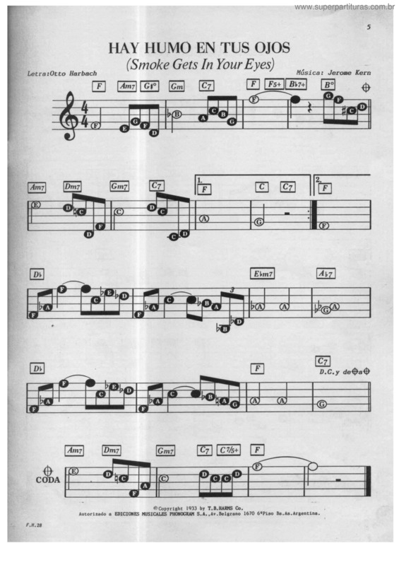 Partitura da música Hay Humo En Tus Ojos v.2