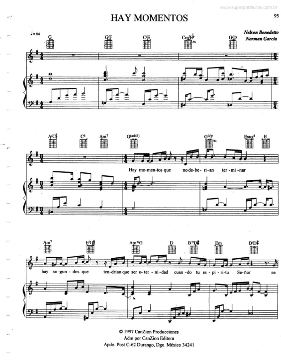 Partitura da música Hay Momentos