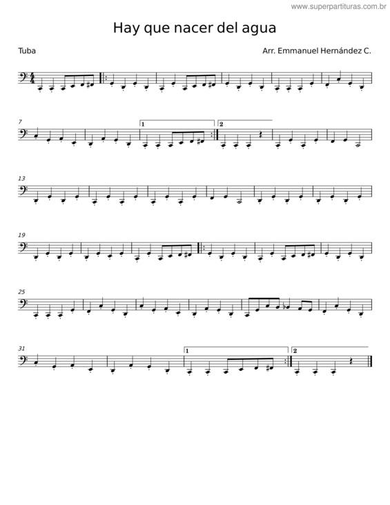Partitura da música Hay Que Nacer Del Agua