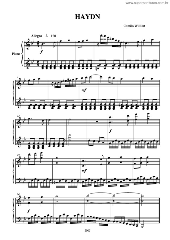 Partitura da música Haydn