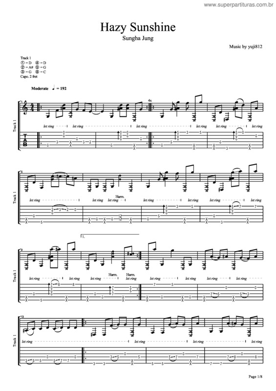 Partitura da música Hazy Sunshine