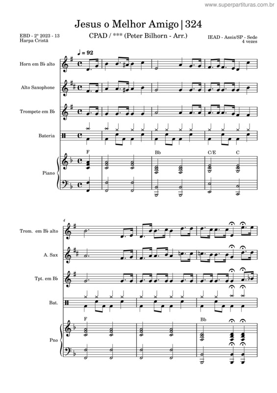 Partitura da música Hc 324 – Jesus O Melhor Amigo