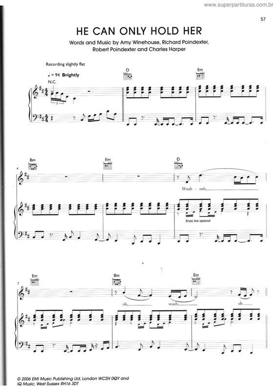 Partitura da música He can only hold her