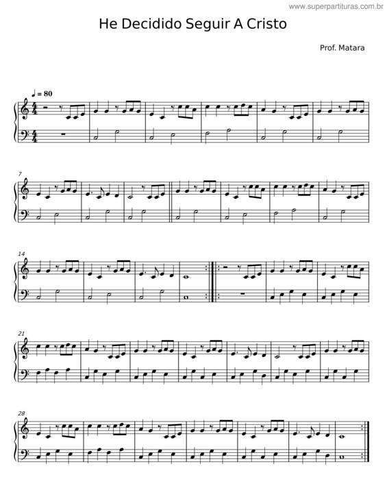 Partitura da música He Decidido Seguir A Cristo