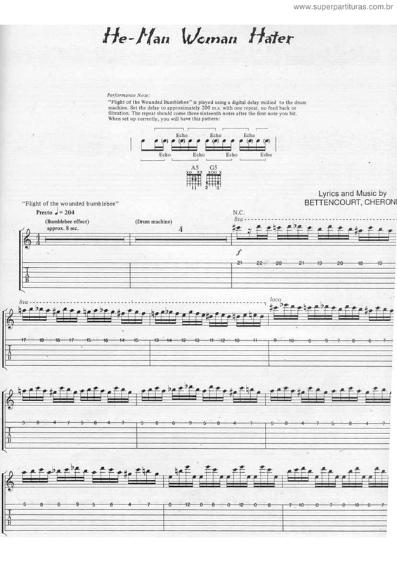 Partitura da música He-man woman hater