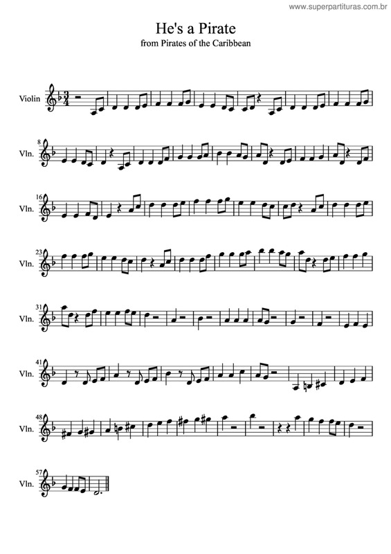 Partitura da música He`s A Pirate v.2