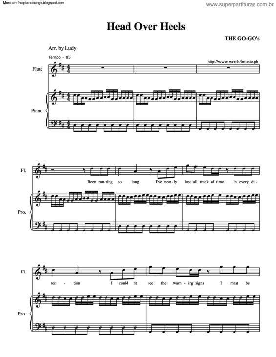 Partitura da música Head Over Heels v.5