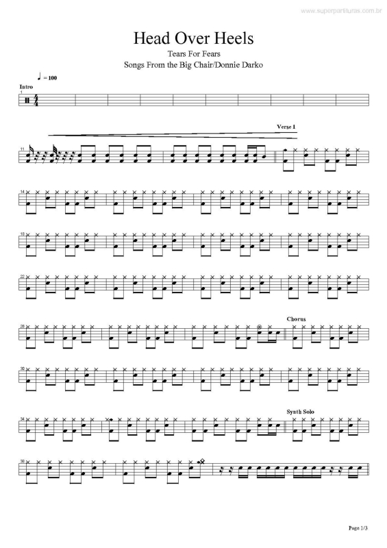 Partitura da música Head Over Heels