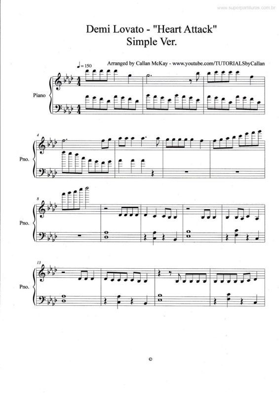 Partitura da música Heart Attack