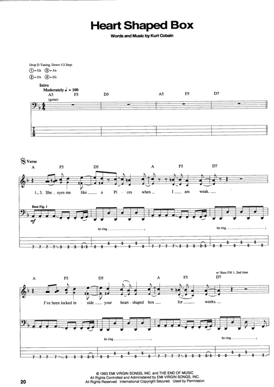 Partitura da música Heart Shaped Box v.2