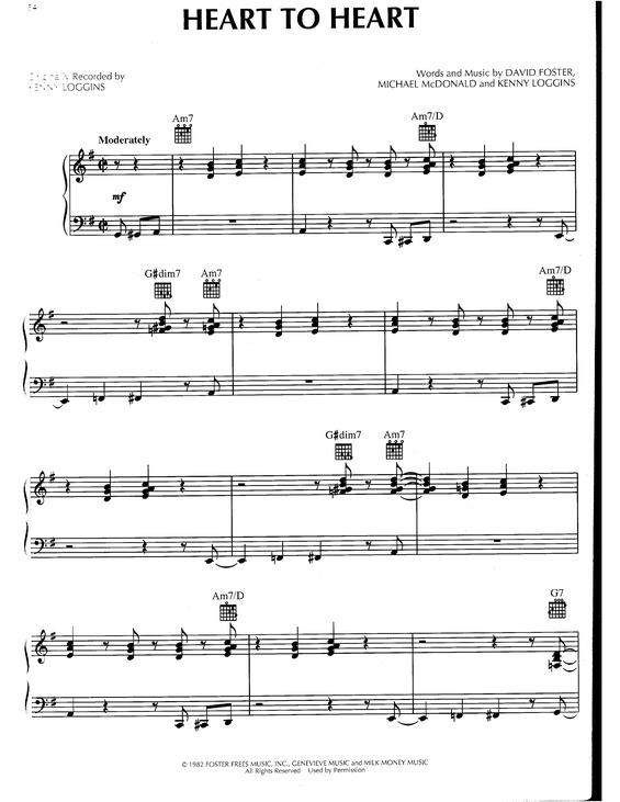 Partitura da música Heart To Heart