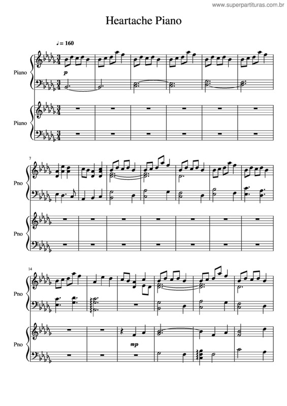 Partitura da música Heartache Piano