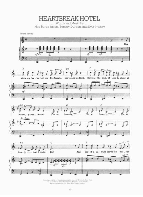 Partitura da música Heartbreak Hotel v.5