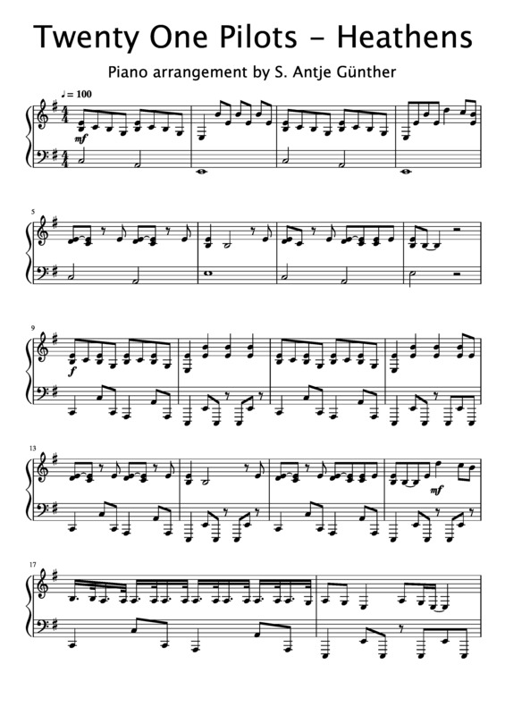 Partitura da música Heathens