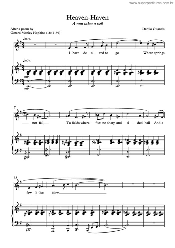 Partitura da música Heaven-Haven