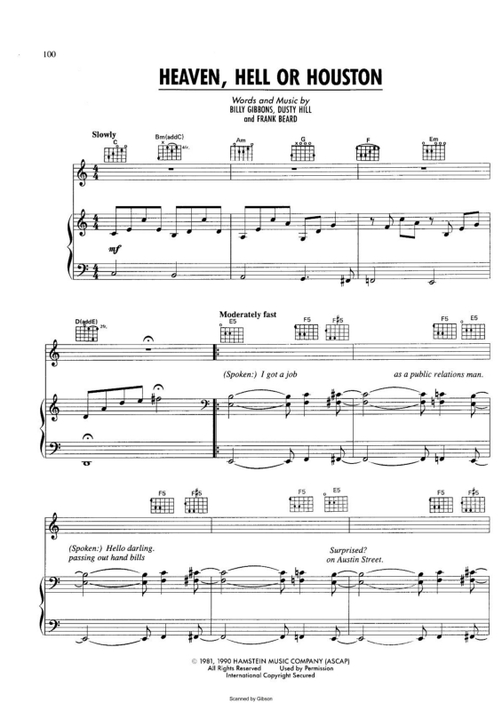 Partitura da música Heaven Hell or Houston