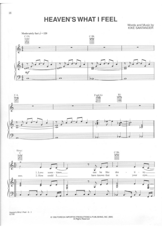 Partitura da música Heaven`s What I Feel