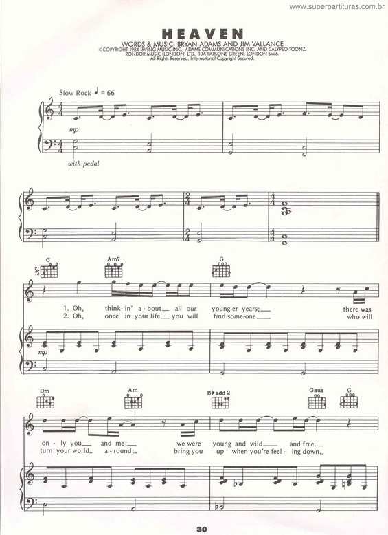 Partitura da música Heaven v.3