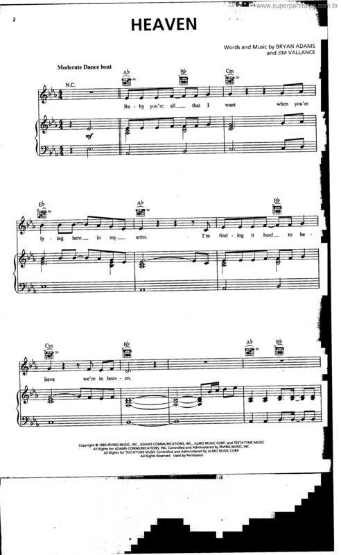 Partitura da música Heaven v.4