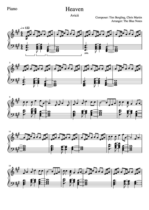 Partitura da música Heaven v.5