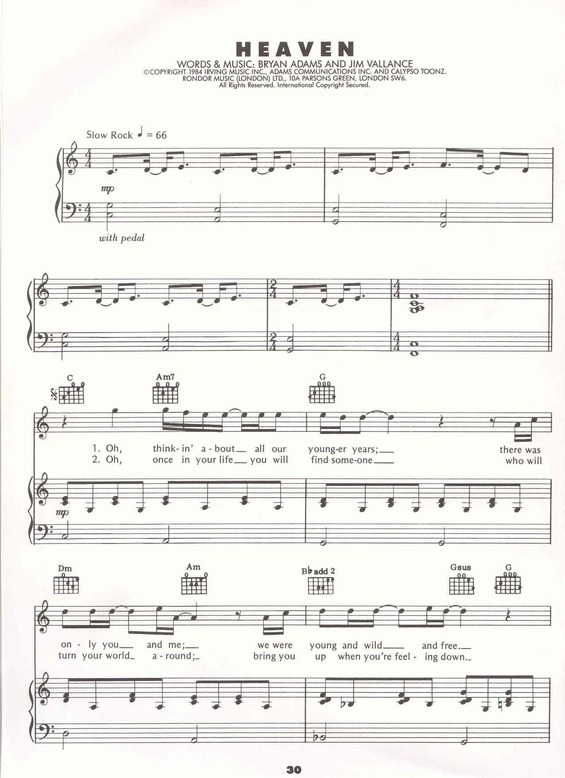 Partitura da música Heaven v.6