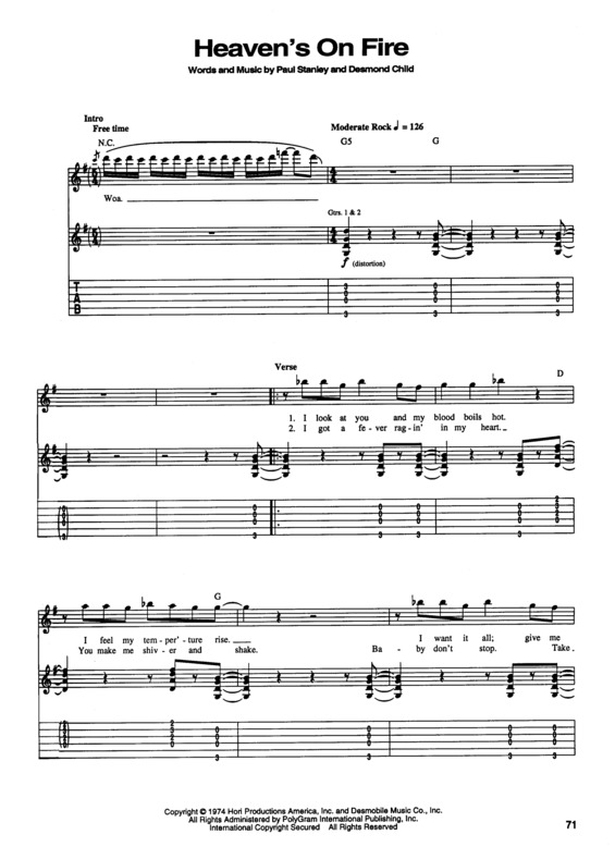 Partitura da música Heavens On Fire