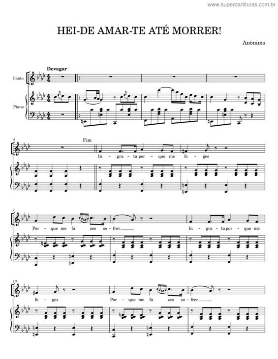Partitura da música Hei-De Amar-Te Até Morrer