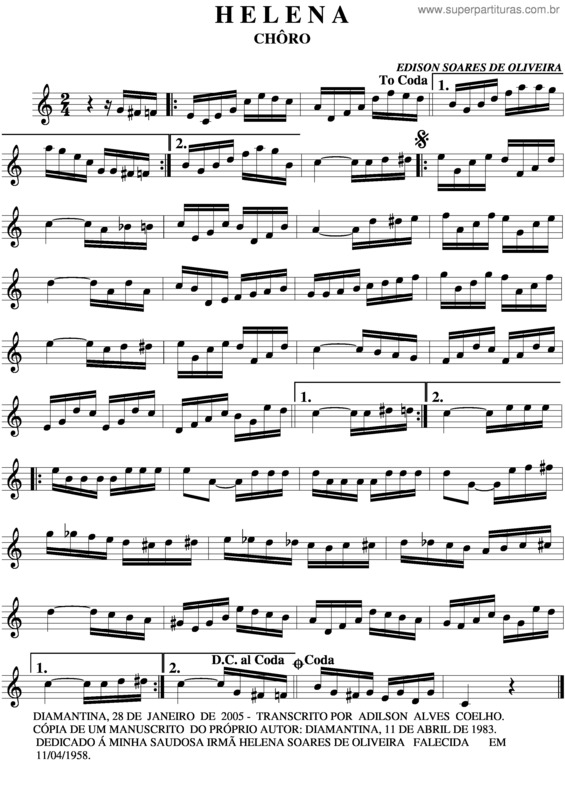 Partitura da música Helena v.3