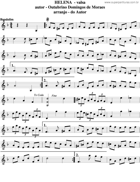 Partitura da música Helena v.9