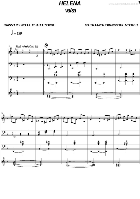 Partitura da música Helena